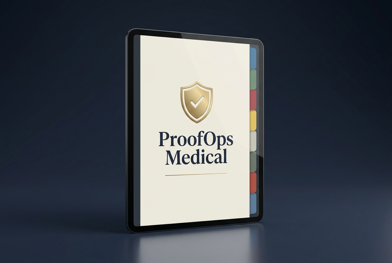 The ProofOps Medical inspection-ready digital compliance binder with the ProofOps shield